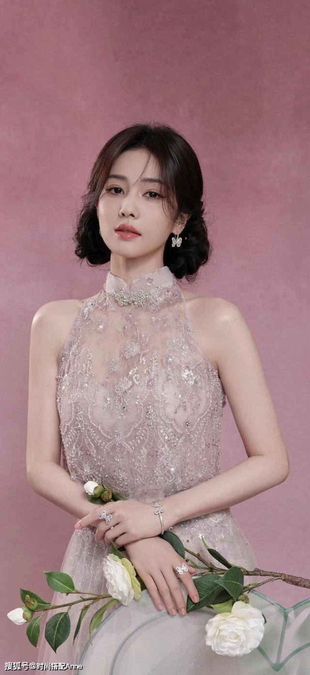 尚写真粉色蕾丝旗袍优雅迷人瓦力游戏app白鹿端午节时(图11)